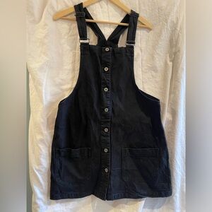 Black denim overall dress